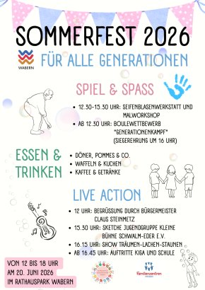 Sommer Fest Veranstaltung Ank?ndigung Poster Illustration Verspielt Rosa Blau   - 1